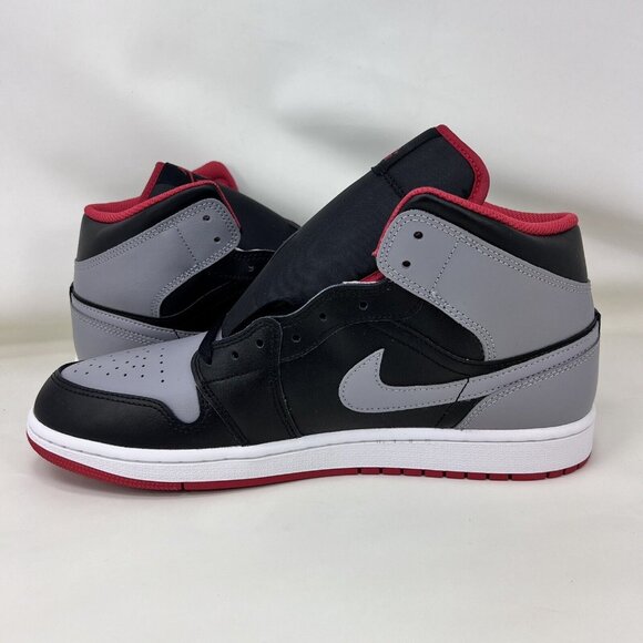 Nike Air Jordan 1 Mid Shoes Black Grey Red White Men’s Size 11.5 - Picture 5 of 10